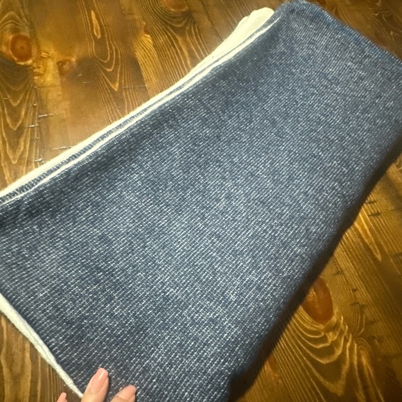 Crate & Barrel Alpine Cozy Ivory and Indigo Blue Pillow Case 23"x23" (set of 2) - Picture 3 of 4